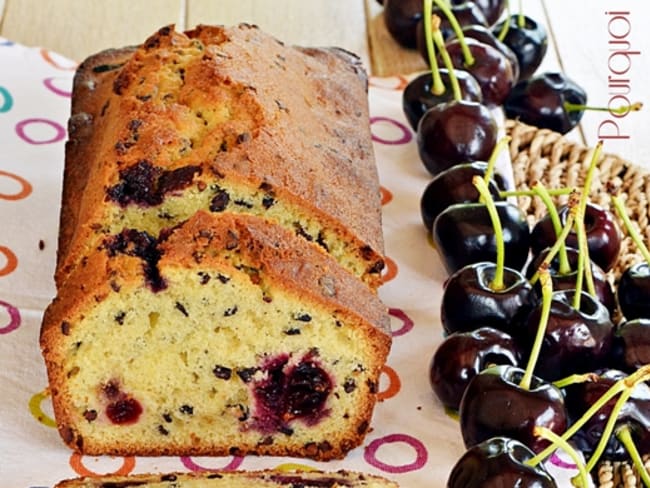 Cake cerises, grué de cacao