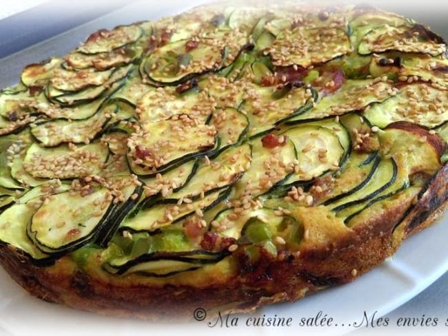 Gâteau de courgettes - lardons fumés 