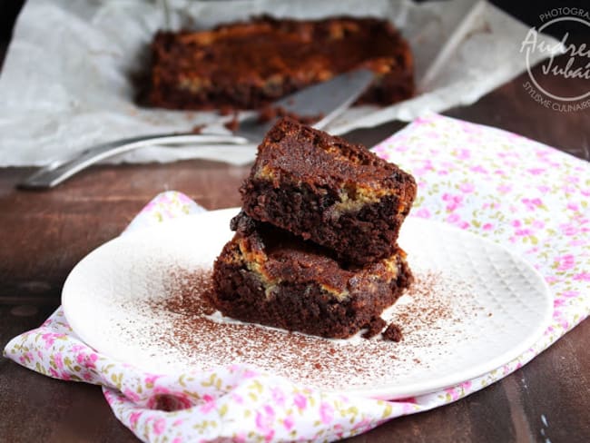 Brownie marbré gourmand au chocolat noir et chocolat blanc