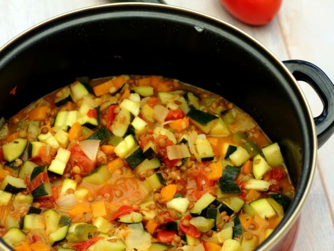 Lentilles cuisinées façon ratatouille