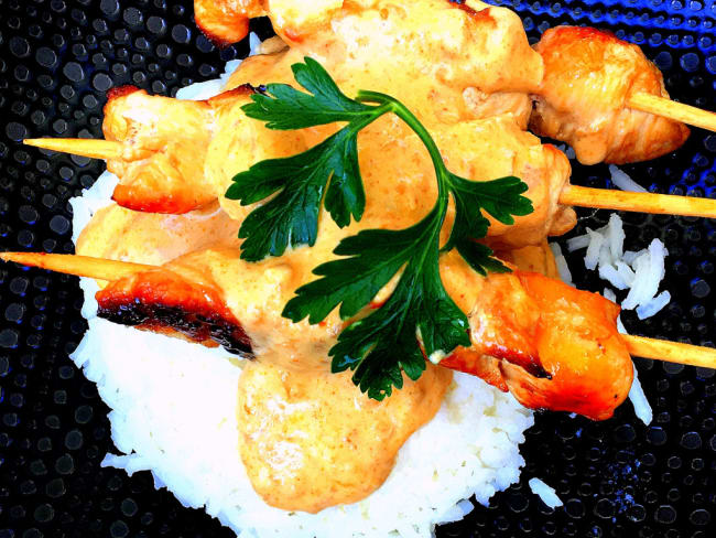 Brochettes de poulet sauce satay