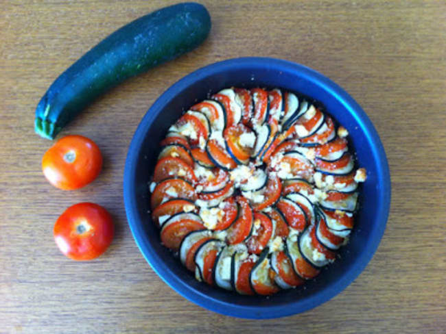 Tian de légumes - courgettes, tomates et feta