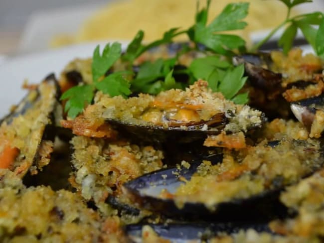 Moules gratinées