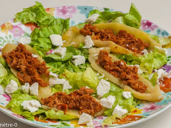 Salade de poivrons grillés au thon et à la fêta