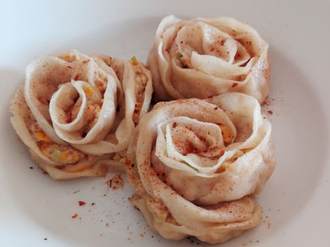 Jiaozi en forme de rose