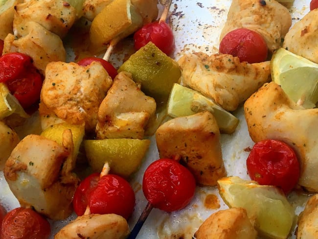 Brochettes de poulet au citron