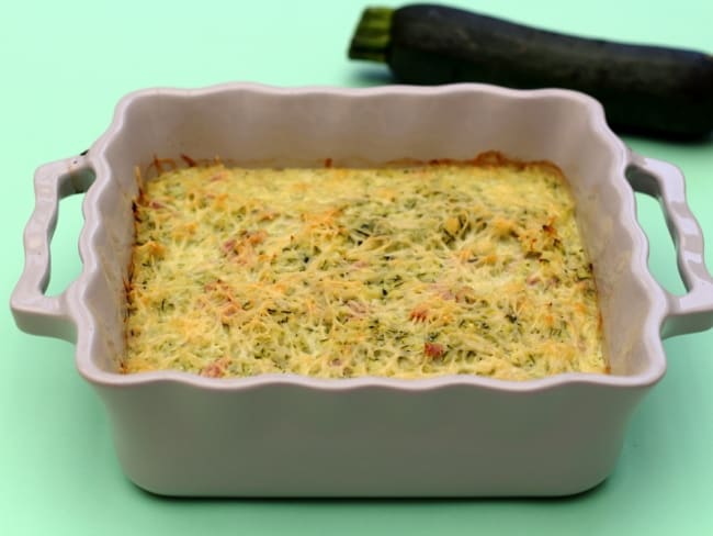 Gratin de riz aux courgettes râpées et jambon