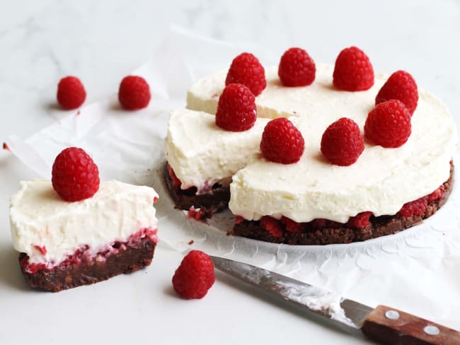 Cheesecake au chocolat et à la framboise sans cuisson