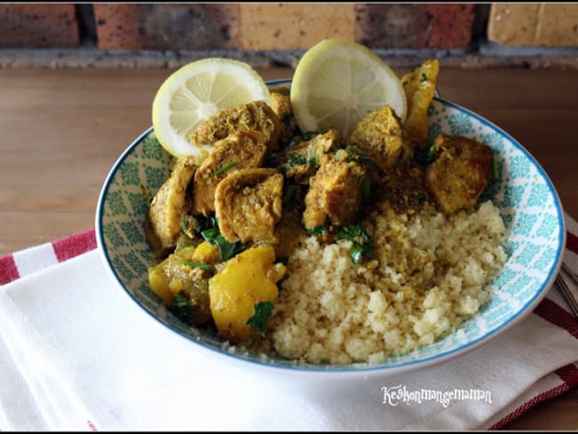 Tajine de poulet au citron et citron confit