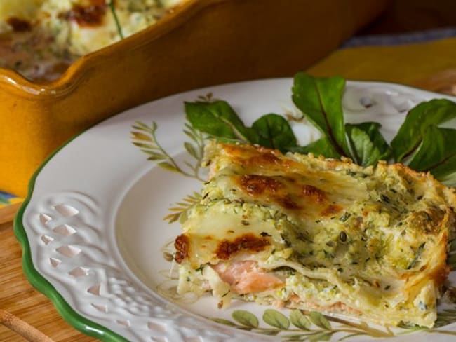 Délicieuses lasagnes aux courgettes et saumon fumé