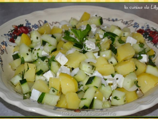 Salade de pommes de terre, concombre noa et feta