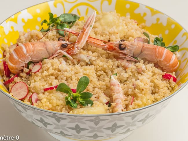 Quinoa aux pêches et langoustines