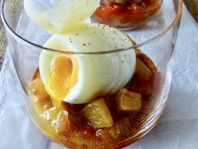 Ratatouille en verrine à l'oeuf mollet