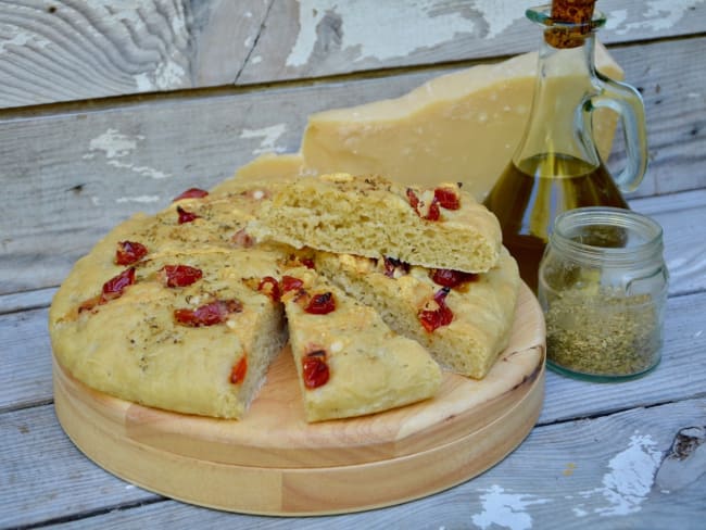 Focaccia poivrons, parmesan et origan