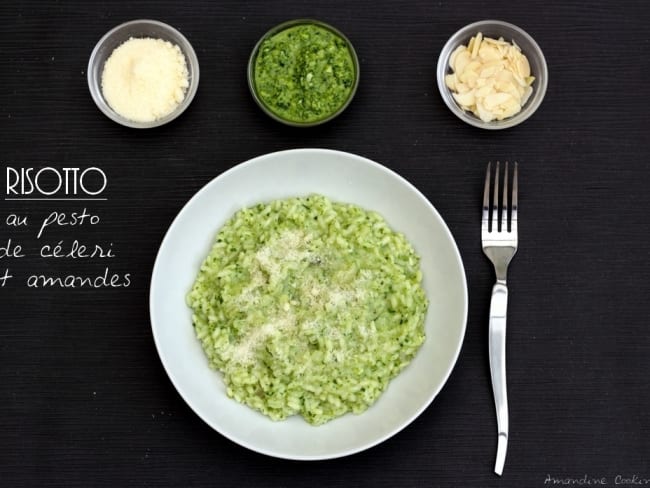 Risotto au pesto de céleri et amandes