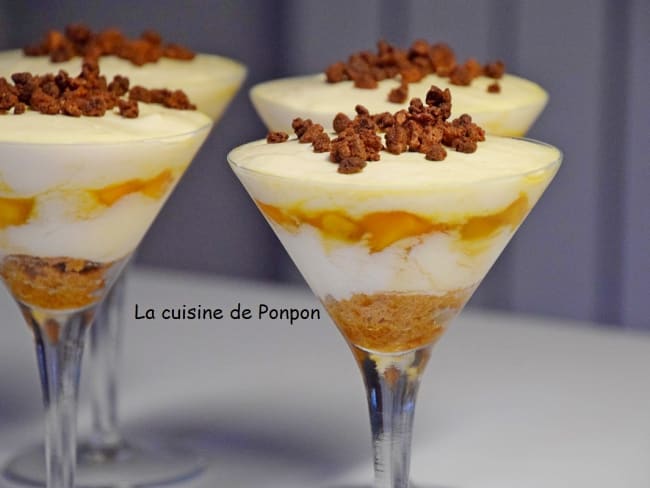 Verrines de crème de mascarpone et pêche caramélisée