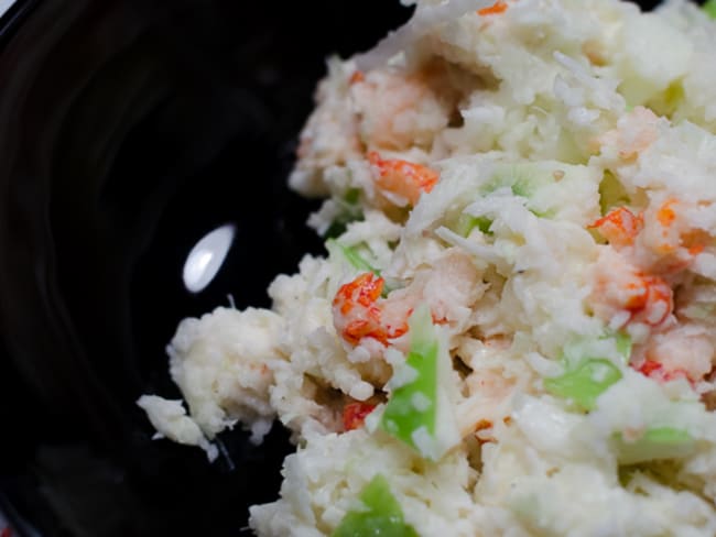 Coleslaw à la pomme verte, aux écrevisses et au bleu