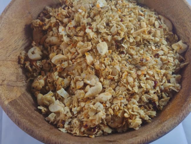 Granola salé, noix de cajou et nora