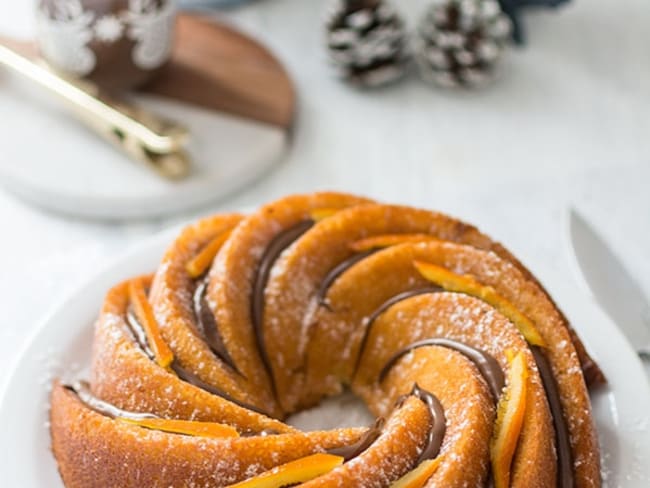 Bundt cake orange et pâte à tartiner Nutella