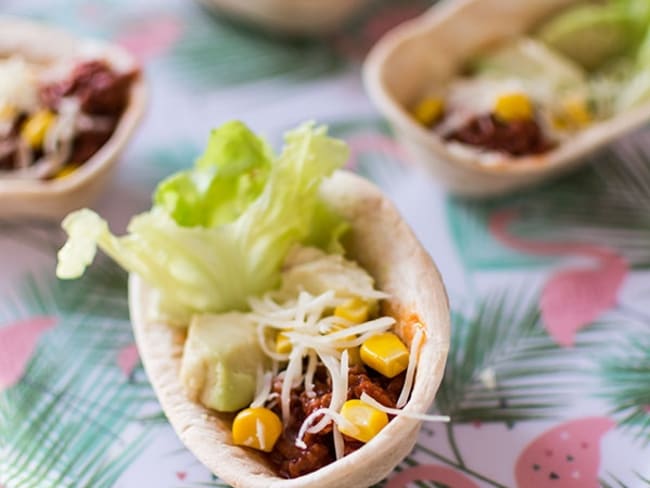 Mini Panadillas apéritives : boeuf, avocat, maïs, salade, fromage