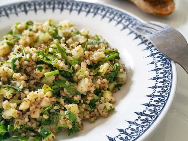 Taboulé vert, boulghour et sumac, frais et acidulé