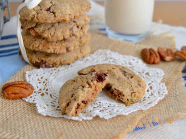 Cookies pralinés aux noix de pécan et chocolat noir (vegan&sans gluten)