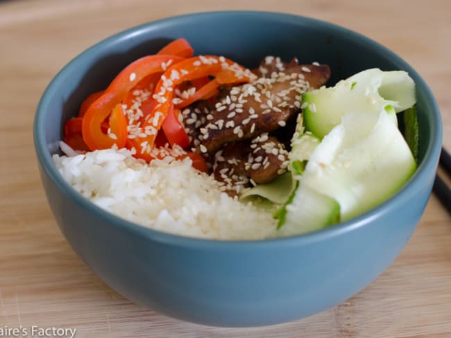 Buddha bowl au canard caramélisé