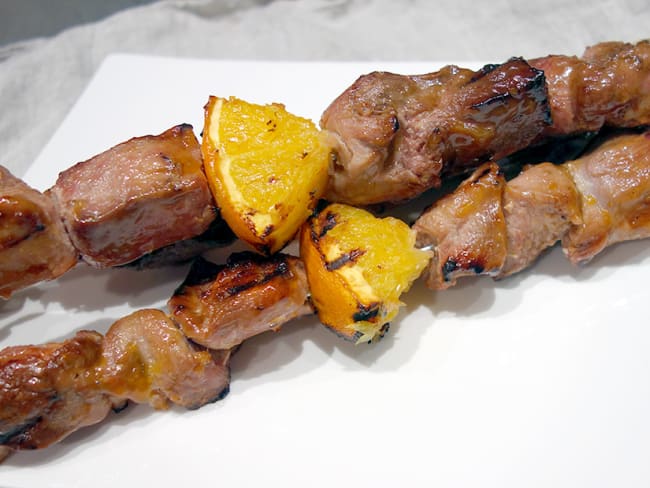 Brochettes de canard orange gingembre