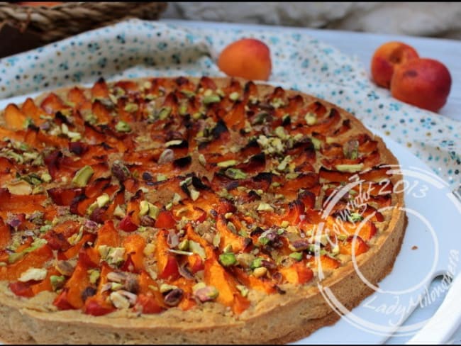 Tarte amandine pistache et abricots