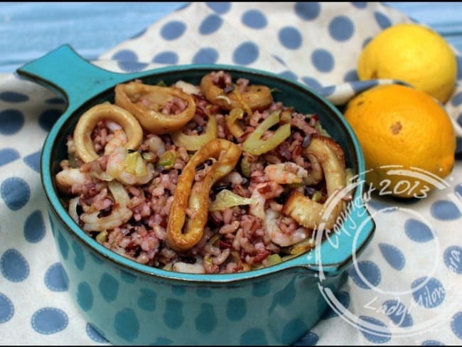 Salade de riz aux fruits de mer (crevettes, encornet)