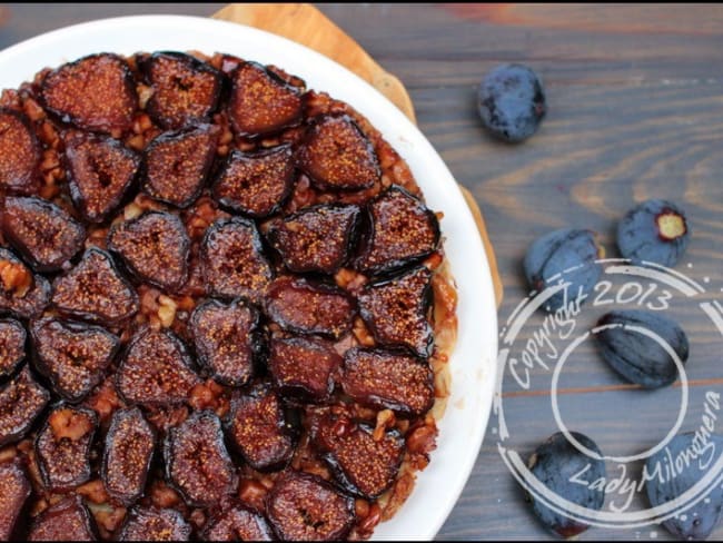 Tarte tatin aux figues, noix et miel