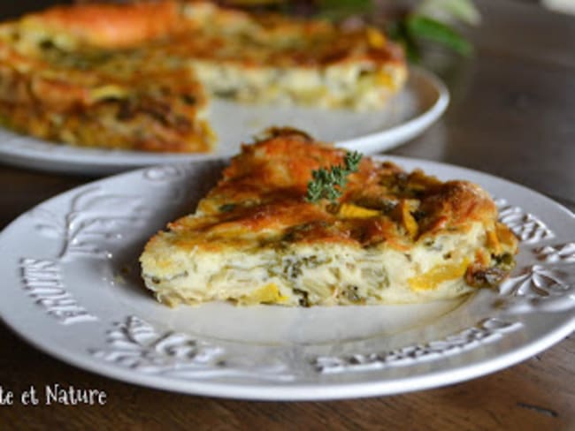 Clafoutis salé aux courgettes jaunes et aux bettes