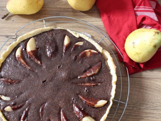 Tarte au chocolat et poires