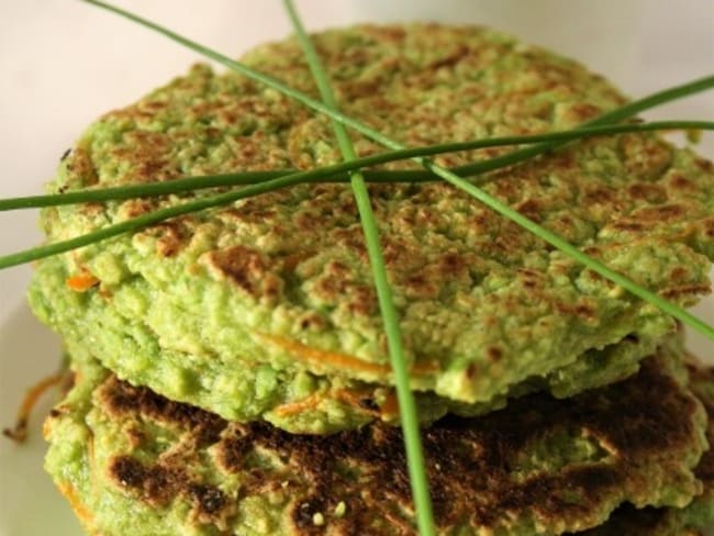 Galettes de pois cassés, carottes sans gluten, sans oeufs, sans lait, végétalien, bio