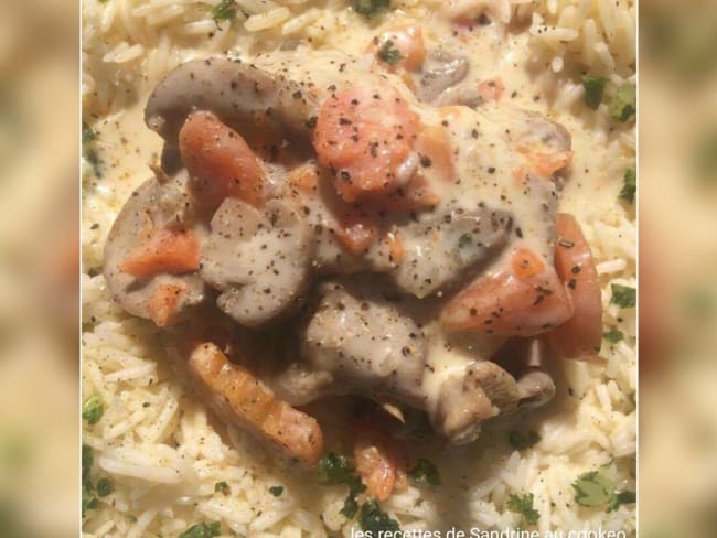 Délicieuse blanquette de veau, carottes, champignons