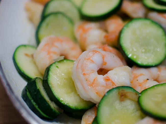 Courgettes aux crevettes et au citron