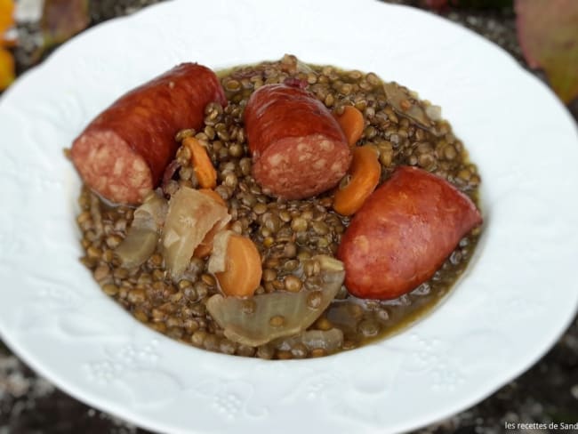 Lentilles et saucisses fumées au cookeo