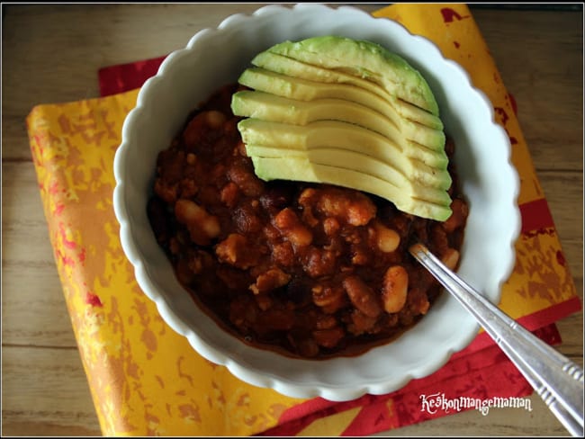 Chili sin carne aux trois haricots