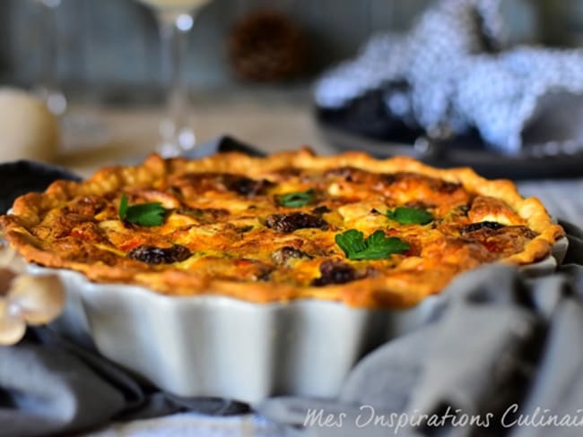 Tarte au poulet et champignons des bois