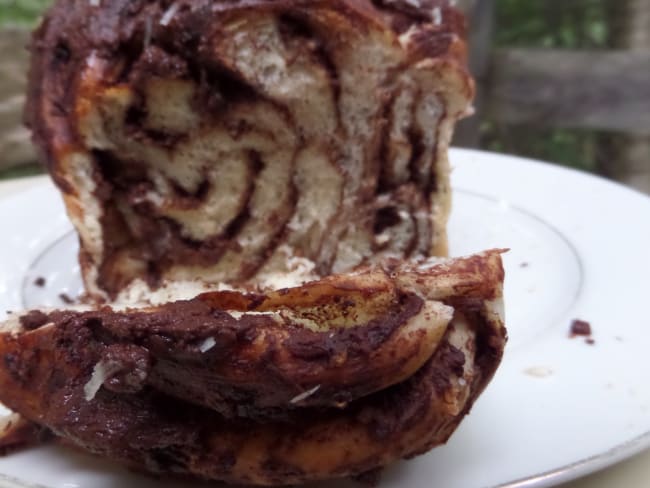 Babka lamington : une brioche végétalienne au chocolat et à la noix de coco