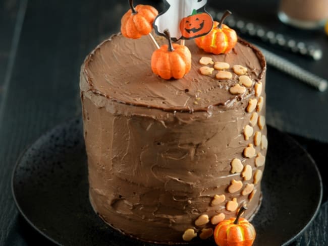 Halloween layer cake au potiron et à la mousse au chocolat