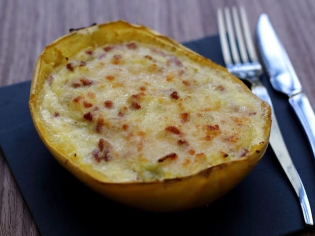 Courge spaghetti façon carbonara revisitée