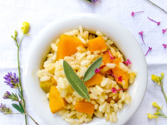 Risotto végétal à la sauge et courge butternut sans gluten