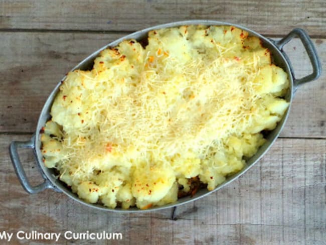 Hachis parmentier avec des restes de gigot d'agneau