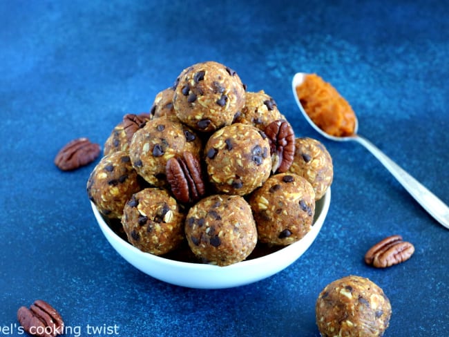 Boules énergétiques, healthy et sans gluten, façon pumpkin pie