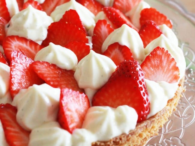 Tarte façon sablé breton crème vanille et fraises