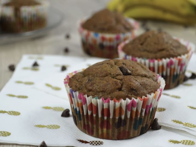 Muffins à la peau de banane et pépites de chocolat