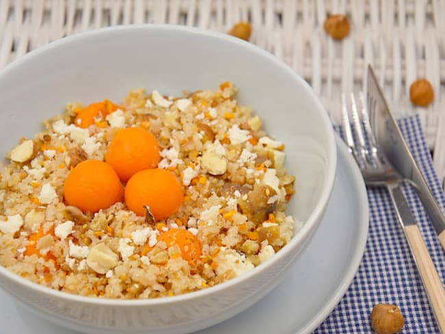 Boulghour de Riz, Châtaignes, Courge, Noisettes, Feta, Cléopatra Dukkah