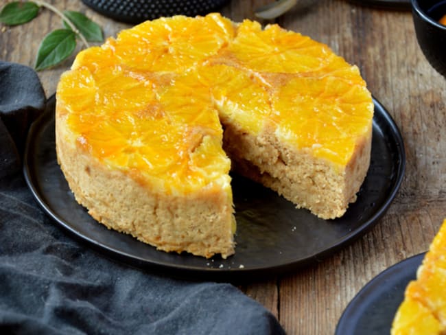 Gâteau renversé à l'orange vegan