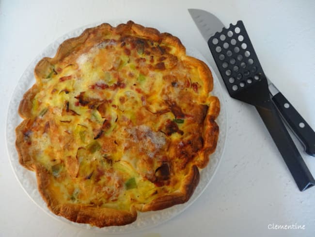 Tarte poireaux, lardons et fromage Epoisses